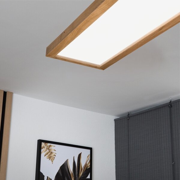 Brilagi-LED Zatemnitvena svetilka WOODY FRAME LED/50W/230V hrast 120x30 cm IP44 + Daljinski upravljalnik