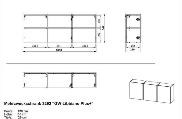 Kremno bela omara za hodnik 138x55x29 cm Libbiano – Germania