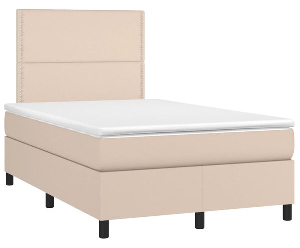 VidaXL Box spring postelja z vzmetnico kapučino 120x190cm umetno usnje