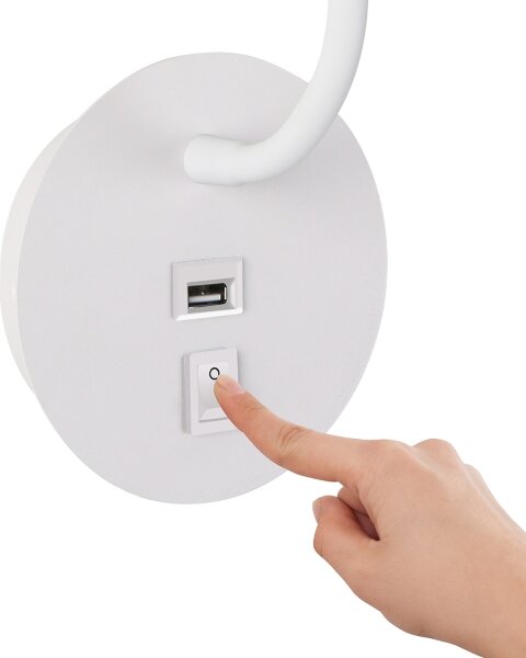 Brilagi - LED Fleksibilna stenska svetilka z USB port MAYA LED/3W/230V bela