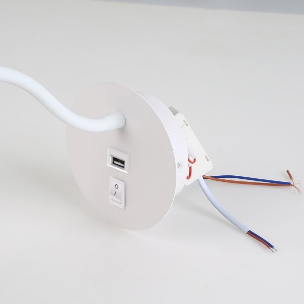 Brilagi - LED Fleksibilna stenska svetilka z USB port MAYA LED/3W/230V bela