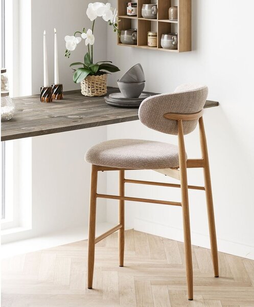Bež/v naravni barvi oblazinjen barski stol (višina sedeža 65 cm) Levanto – House Nordic