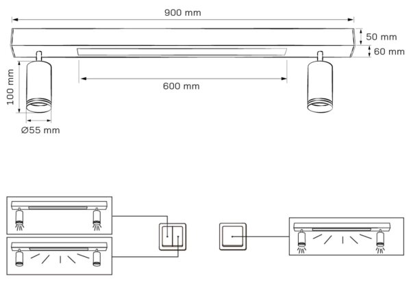 LED Stropna svetilka PARIZ LED/24W/230V + 2xGU10/10W črna