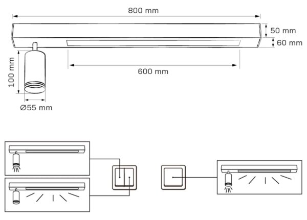 LED Stropna svetilka PARIZ LED/24W/230V + 1xGU10/10W črna