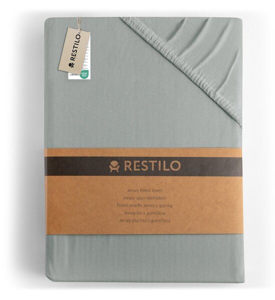 Svetlo siva napenjalna rjuha iz jerseyja 200x200 cm Amber – Restilo