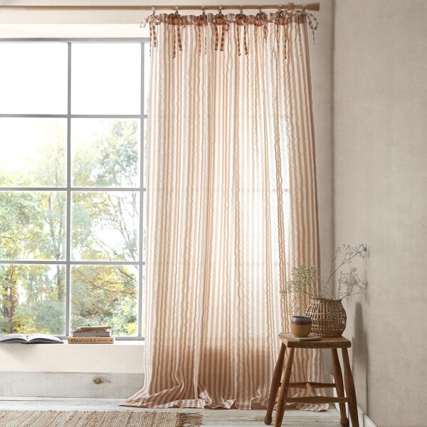 Prosojna zavesa v barvi terakote 140x183 cm Zanzibar Stripe – Pineapple Elephant