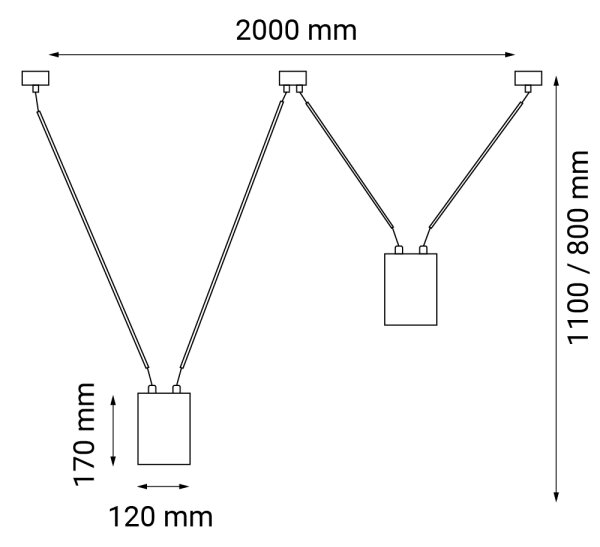 Shilo 9021 - Lestenec na vrvici VIWIN 2xGU10/15W/230V črn