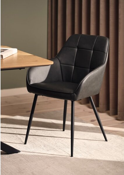 Temno sivi oblazinjeni jedilni stoli v kompletu z nasloni za roke 2 ks Nolan Square – Unique Furniture