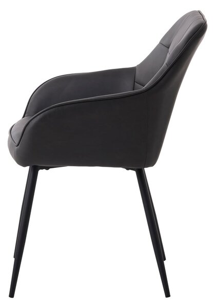 Temno sivi oblazinjeni jedilni stoli v kompletu z nasloni za roke 2 ks Nolan Square – Unique Furniture