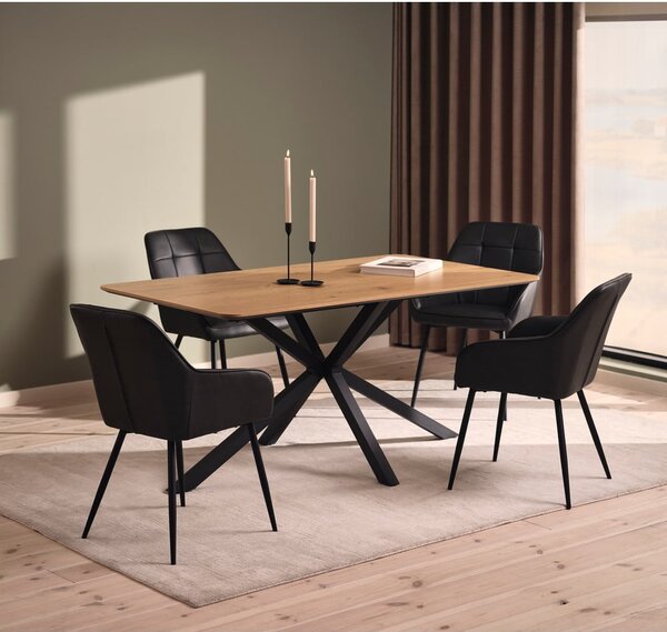 Temno sivi oblazinjeni jedilni stoli v kompletu z nasloni za roke 2 ks Nolan Square – Unique Furniture