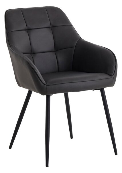 Temno sivi oblazinjeni jedilni stoli v kompletu z nasloni za roke 2 ks Nolan Square – Unique Furniture