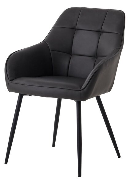 Temno sivi oblazinjeni jedilni stoli v kompletu z nasloni za roke 2 ks Nolan Square – Unique Furniture