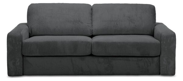 Temno siva raztegljiva sedežna garnitura iz rebrastega žameta 195 cm Nona – Makamii