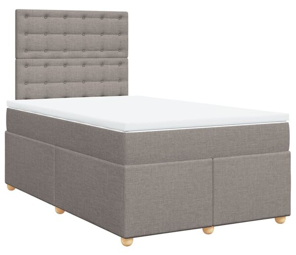 VidaXL Box spring postelja z vzmetnico taupe 120x200 cm blago