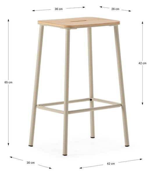 Kremno beli barski stoli v kompletu 2 ks (višina sedeža 65 cm) Abba – Marckeric