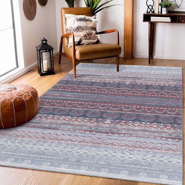 Vijolična/siva pralna preproga 80x150 cm Vintage Stripe – Mila Home