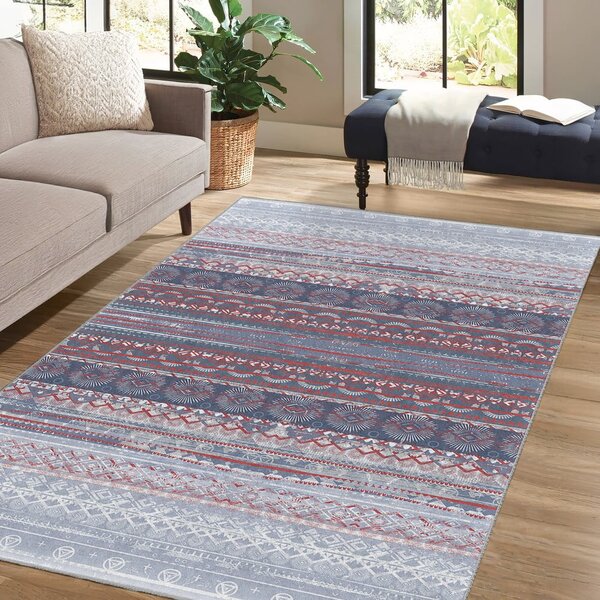 Vijolična/siva pralna preproga 80x150 cm Vintage Stripe – Mila Home