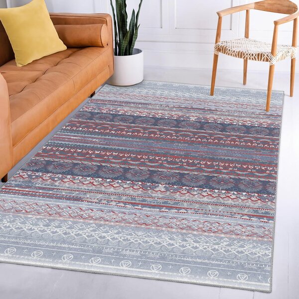 Vijolična/siva pralna preproga 80x150 cm Vintage Stripe – Mila Home