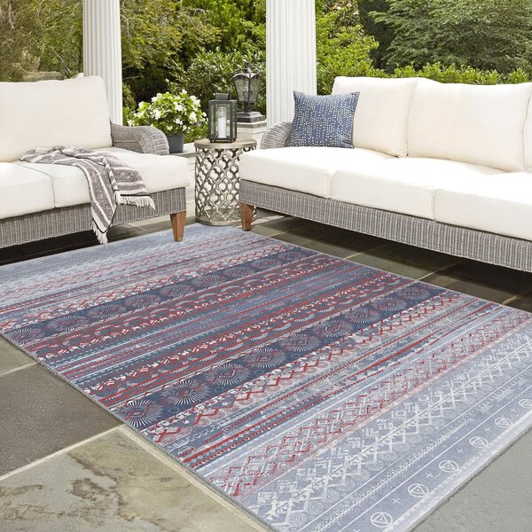 Vijolična/siva pralna preproga 80x150 cm Vintage Stripe – Mila Home