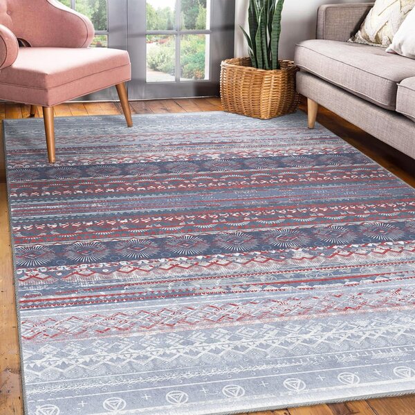 Vijolična/siva pralna preproga 80x150 cm Vintage Stripe – Mila Home