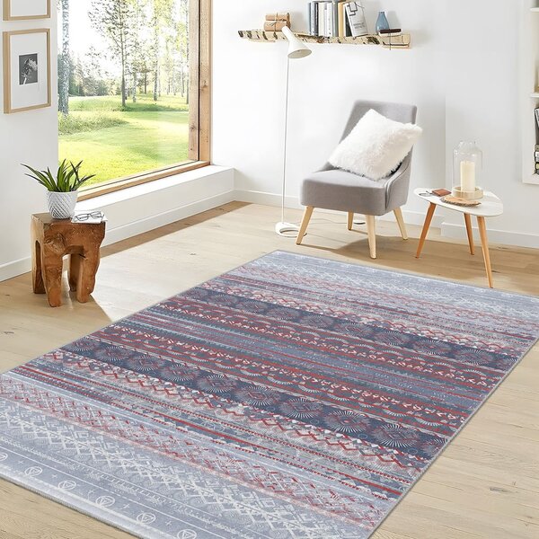 Vijolična/siva pralna preproga 80x150 cm Vintage Stripe – Mila Home