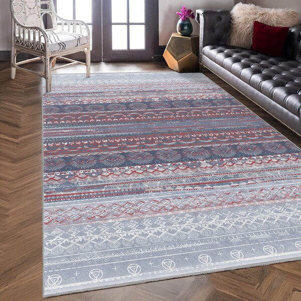 Vijolična/siva pralna preproga 80x150 cm Vintage Stripe – Mila Home