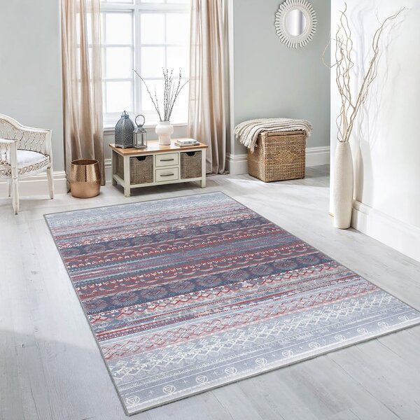 Vijolična/siva pralna preproga 80x150 cm Vintage Stripe – Mila Home