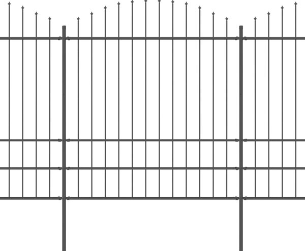 VidaXL Vrtna ograja s koničastimi vrhovi jeklo (1,75-2)x13,6 m črna