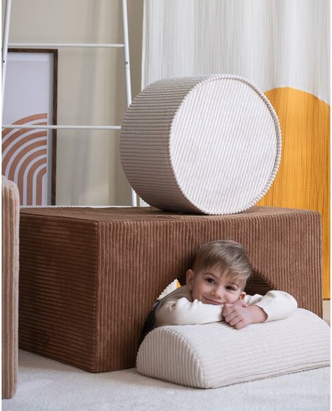 Rjavo otroško igrišče iz pene iz rebrastega žameta 3 ks višina 37 cm 75x49 cm Rainbow Montessori – Wigiwama