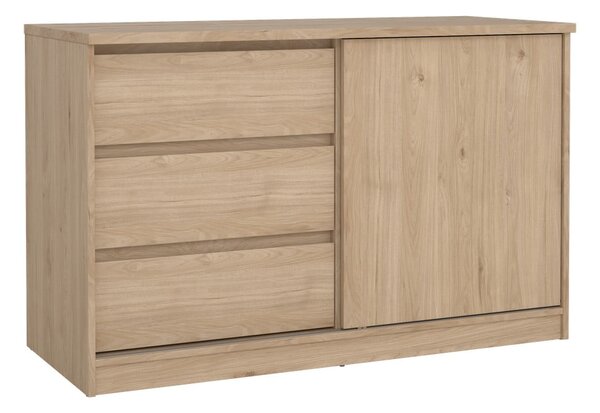 Komoda v hrastovem dekorju z drsnimi vrati 119x76x50 cm Naia – Tvilum