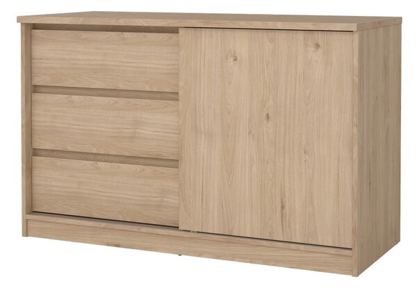 Komoda v hrastovem dekorju z drsnimi vrati 119x76x50 cm Naia – Tvilum