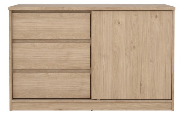 Komoda v hrastovem dekorju z drsnimi vrati 119x76x50 cm Naia – Tvilum