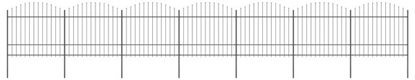 VidaXL Vrtna ograja s koničastimi vrhovi jeklo (1,5-1,75)x11,9 m črna