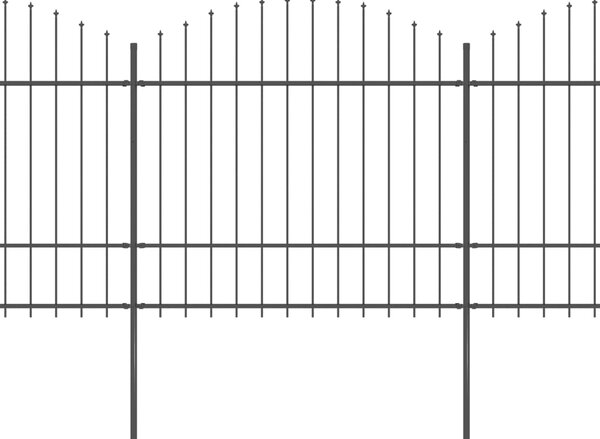 VidaXL Vrtna ograja s koničastimi vrhovi jeklo (1,5-1,75)x8,5 m črna