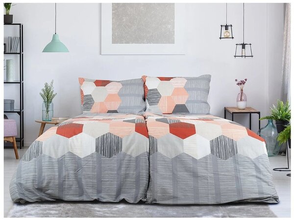 Krep posteljnina iz Renforcé bombaža HONEY COMB sive barve Dimenzije posteljnine: 70 x 90 cm | 140 x 200 cm