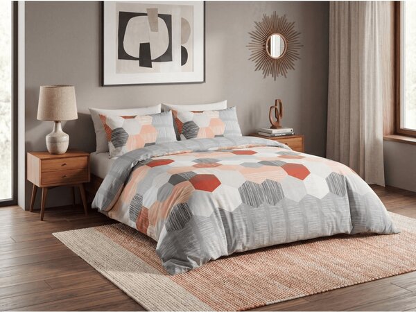 Krep posteljnina iz Renforcé bombaža HONEY COMB sive barve Dimenzije posteljnine: 70 x 90 cm | 140 x 200 cm