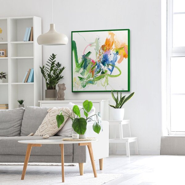 Slika z ročno naslikanimi elementi 102x102 cm Confidential Green – Malerifabrikken