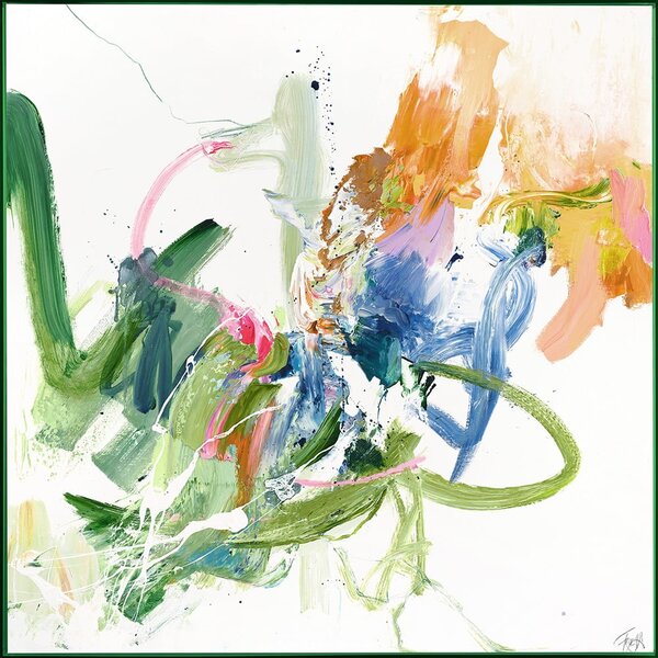 Slika z ročno naslikanimi elementi 102x102 cm Confidential Green – Malerifabrikken