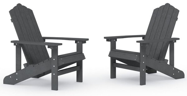 VidaXL Vrtni stoli Adirondack 2 kosa HDPE antracitni