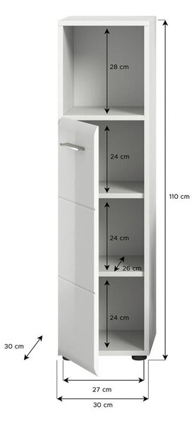 MID.YOU Spodnja Omarica Ice, Visoki Sijaj Bela