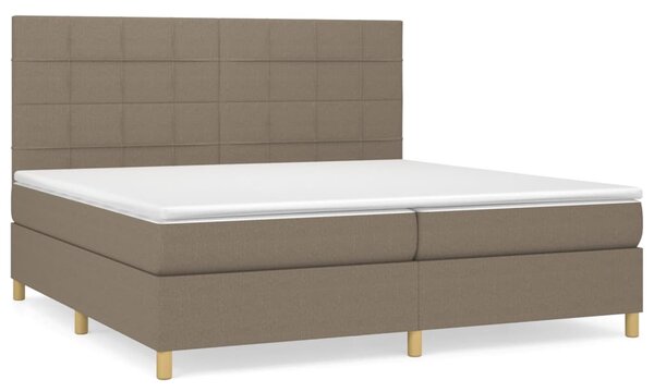 VidaXL Box spring postelja z vzmetnico taupe 200x200 cm blago