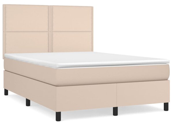 VidaXL Box spring postelja z vzmetnico kapučino 140x190cm umetno usnje