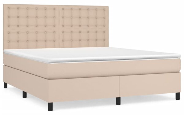 VidaXL Box spring postelja z vzmetnico kapučino 180x200cm umetno usnje