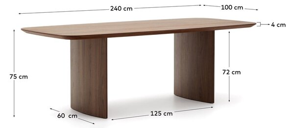 Rjava jedilna miza v orehovem dekorju 100x240 cm Litto – Kave Home