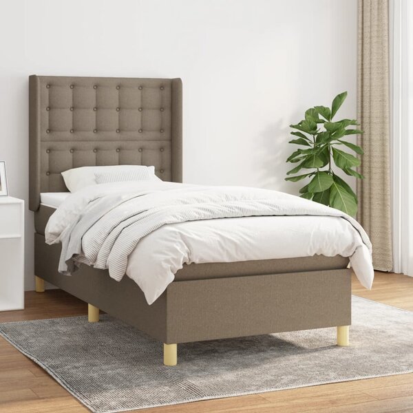 VidaXL Box spring postelja z vzmetnico taupe 80x200 cm blago