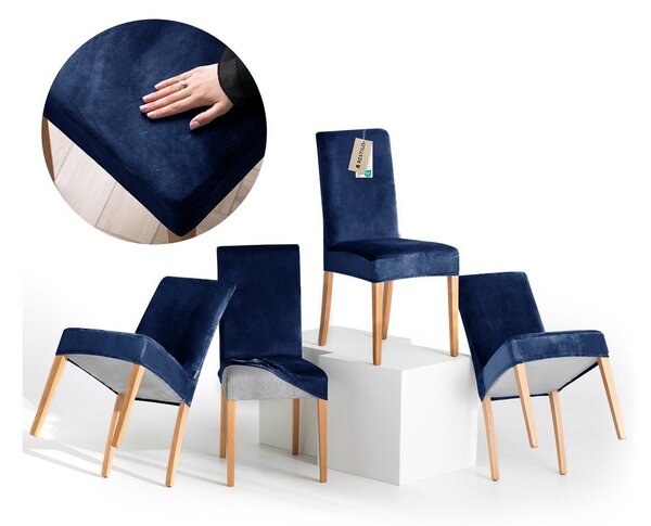 Modre raztegljive prevleke v kompletu 4 ks za stol 48 cm Sento – Restilo