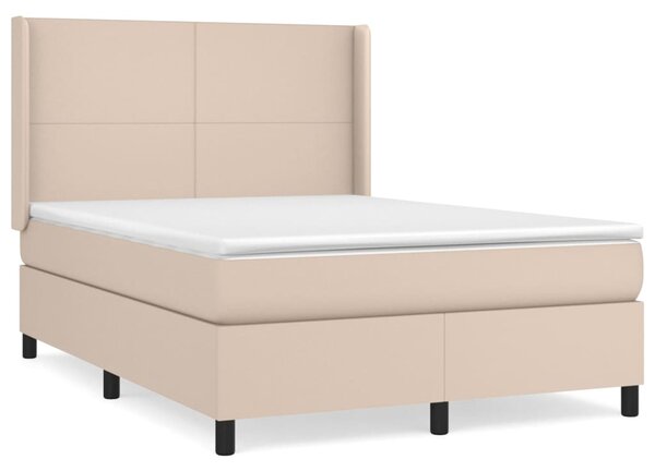 VidaXL Box spring postelja z vzmetnico kapučino 140x200cm umetno usnje