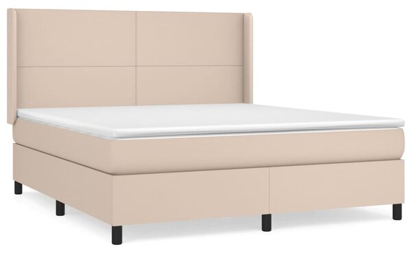 VidaXL Box spring postelja z vzmetnico kapučino 160x200cm umetno usnje