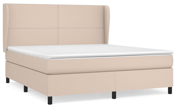 VidaXL Box spring postelja z vzmetnico kapučino 160x200cm umetno usnje