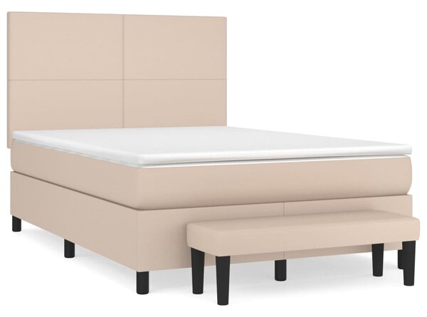 VidaXL Box spring postelja z vzmetnico kapučino 140x200cm umetno usnje